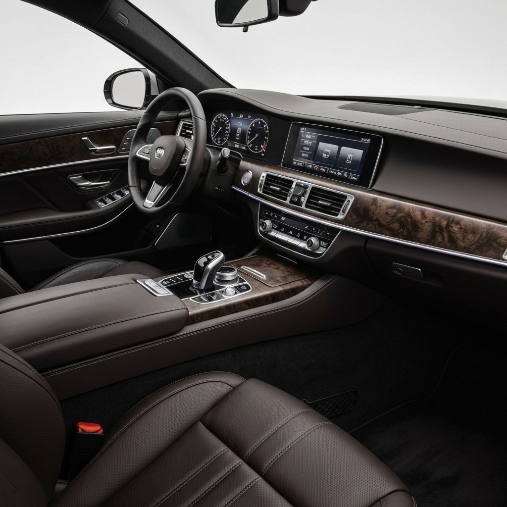 Luxury car interior Montenegro - premium leather seats and dashboard